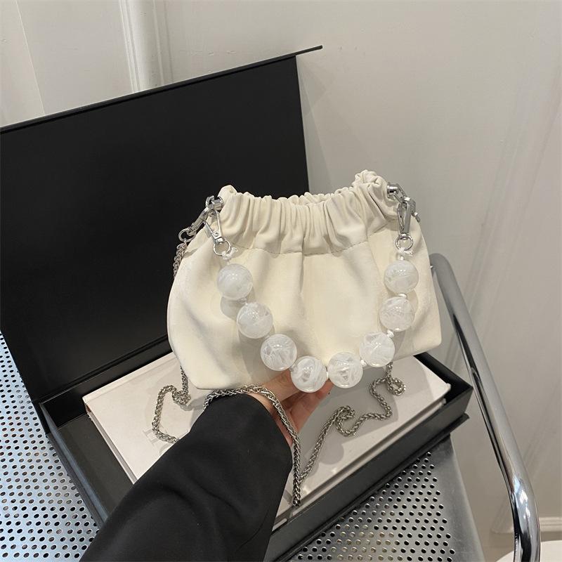 Модная нежная плиссированная сумка с бусинами в иностранном стиле, весенне-летняя универсальная сумка-мессенджер, женская сумка Tide