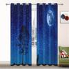 Starry Sky Forest Lake Moonlight Curtain, a Set of Two, Home Bedroom Living Room Curtain