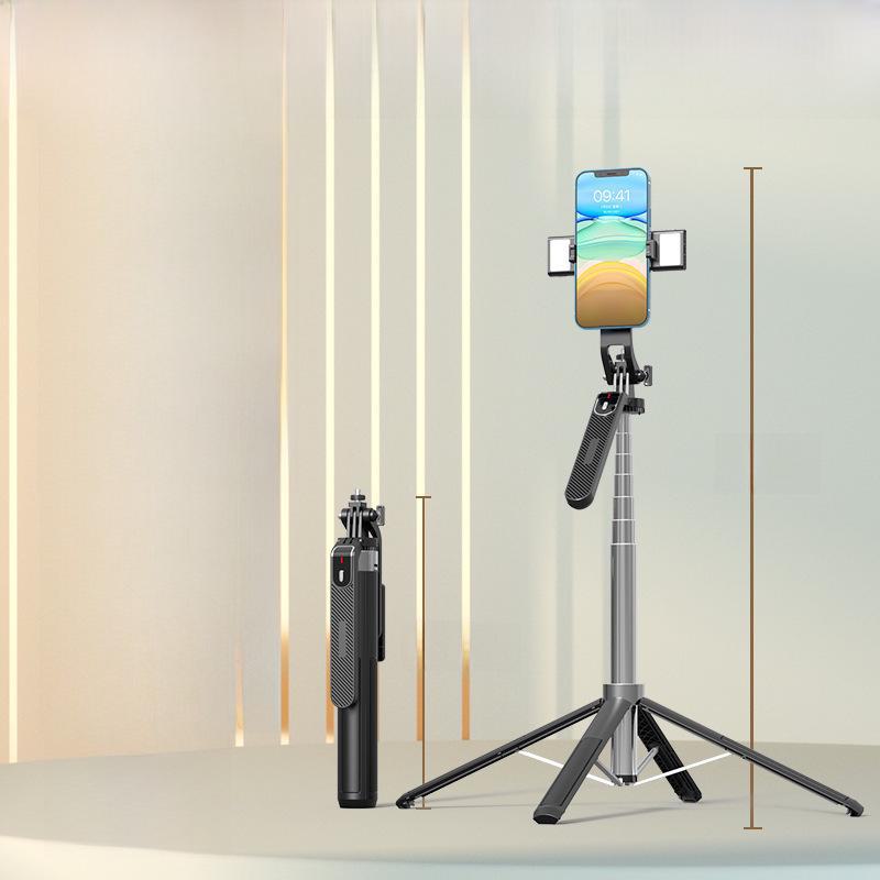 Ручной стабилизатор P185: Алюминиевый сплав Мобильная камера Quadripod & Bluetooth Selfie Stick с заполняющим светом