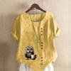 Women's Fashion Owl Prined Short Sleeve T-shirt Loose Cotton Shirt Casual Loose Summer Blouse Plus Size Tops