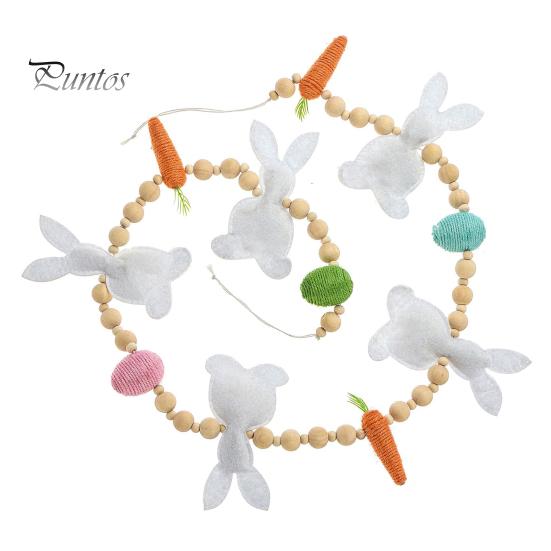Гирлянда из пасхальных кроликов, фетровые кролики, морковки с деревянными бусинами, пасхальная гирлянда с баннером, весеннее украшение для дома, настенное украшение для каминного стола