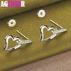 925 Sterling Silver Heart AAA Zircon Stud Earring Jewelry