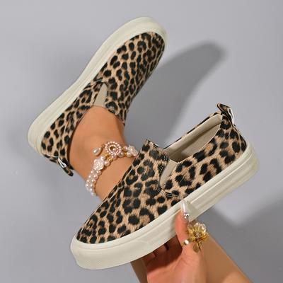 Большой размер весенние леопардовые повседневные туфли женские кеды на плоской подошве корейская версия универсальные инс трендовые лоферы толстая подошва