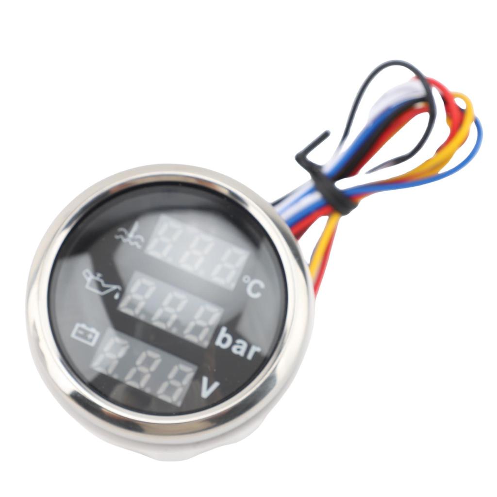 3 In 1 Instrument Sensor Kit Engine Coolant Temperature Oil Pressure Meter Battery Voltmeter for Car Boat 52mm Digital