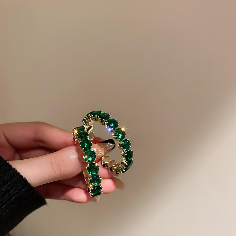 Новые роскошные высококачественные серьги-кольца с инкрустацией из фианита, круглые серьги с зеленым цирконием для женщин, ювелирные изделия для помолвки