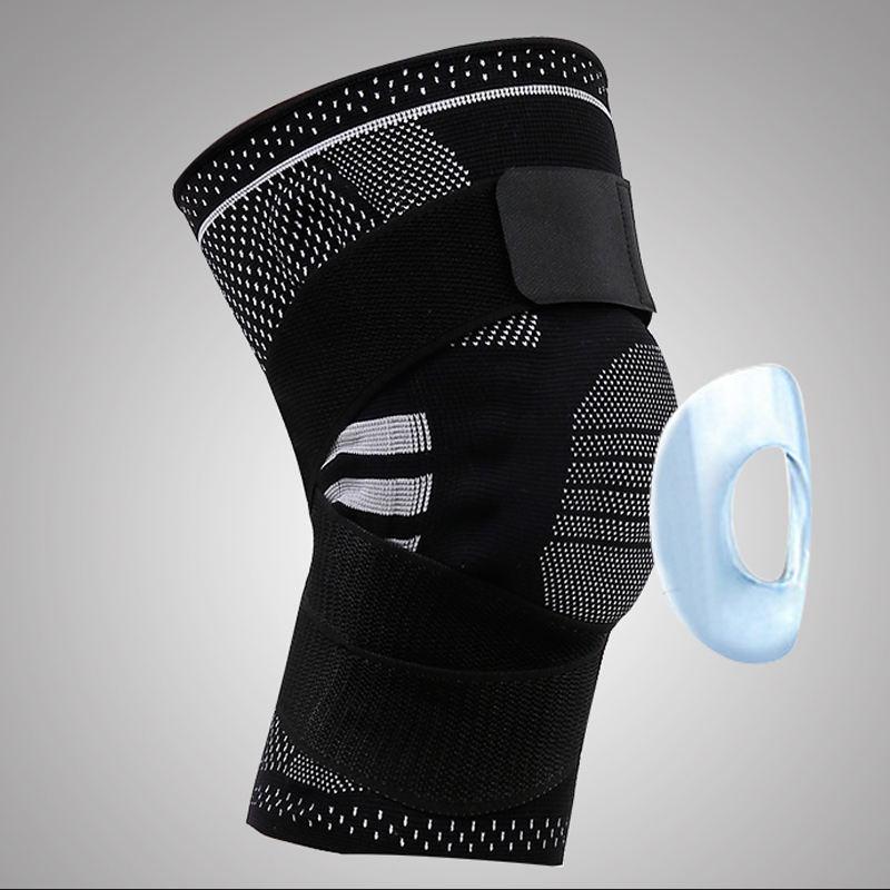 Adjustable Knee Brace with Silicone Pad Spring Stabilizers Breathable Compression Knee Support for Sports Running Basketball Gym