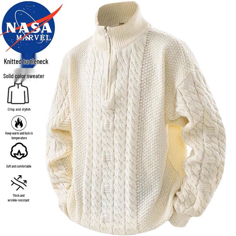 NASA MARVEL Men's Autumn/Winter Loose High-Neck Knit Sweater