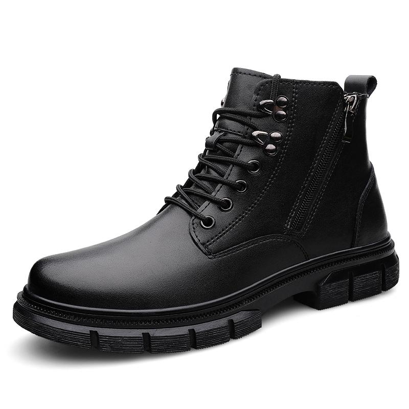 Модные зимние плюшевые туфли «Челси», мужские ботинки с боковой молнией, круглой головкой, толстая подошва, ковбойские сапоги, деловые, формальные, высокие, повседневные туфли