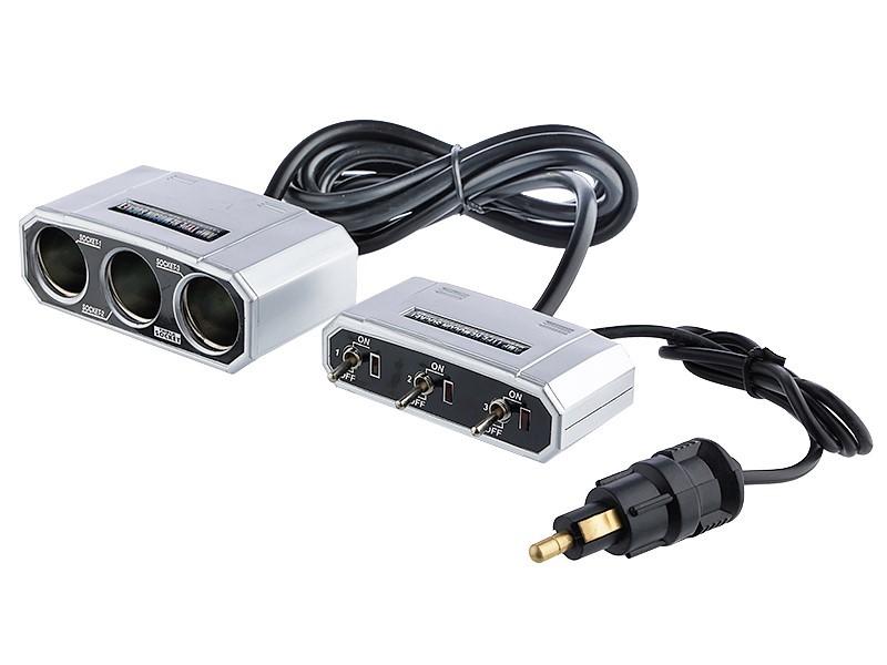 Triple DIN Socket Splitter with Switches On the Cable