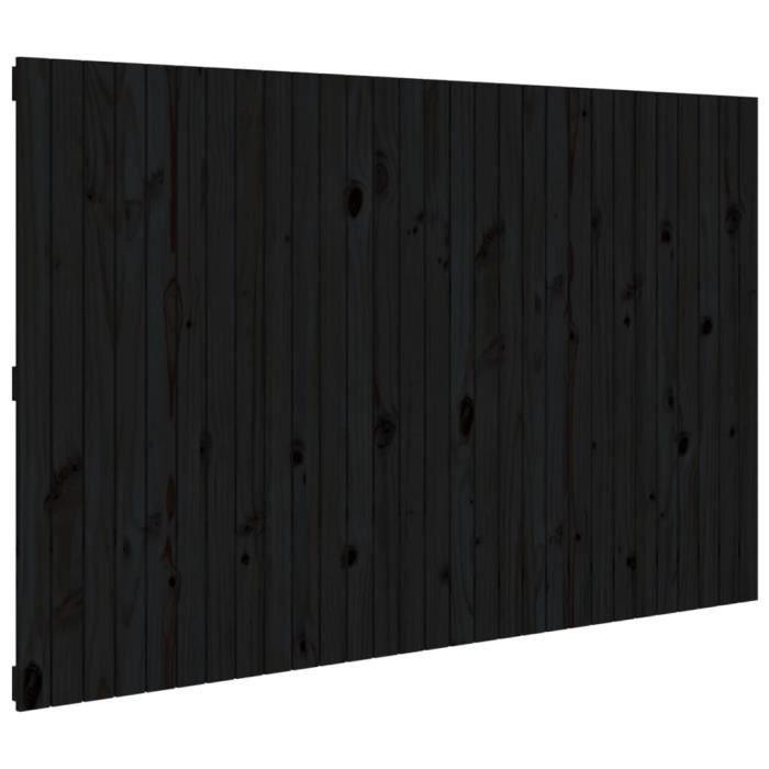 824967 vidaXL Wall-mounted Headboard Black 185x3x110 Cm Solid Pine Wood