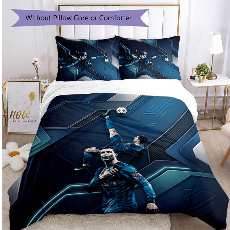 Cristiano Ronaldo Printed Bedding 3 Piece Set Cozy Breathable Bed Cover Set as Housewarming Holiday Gift