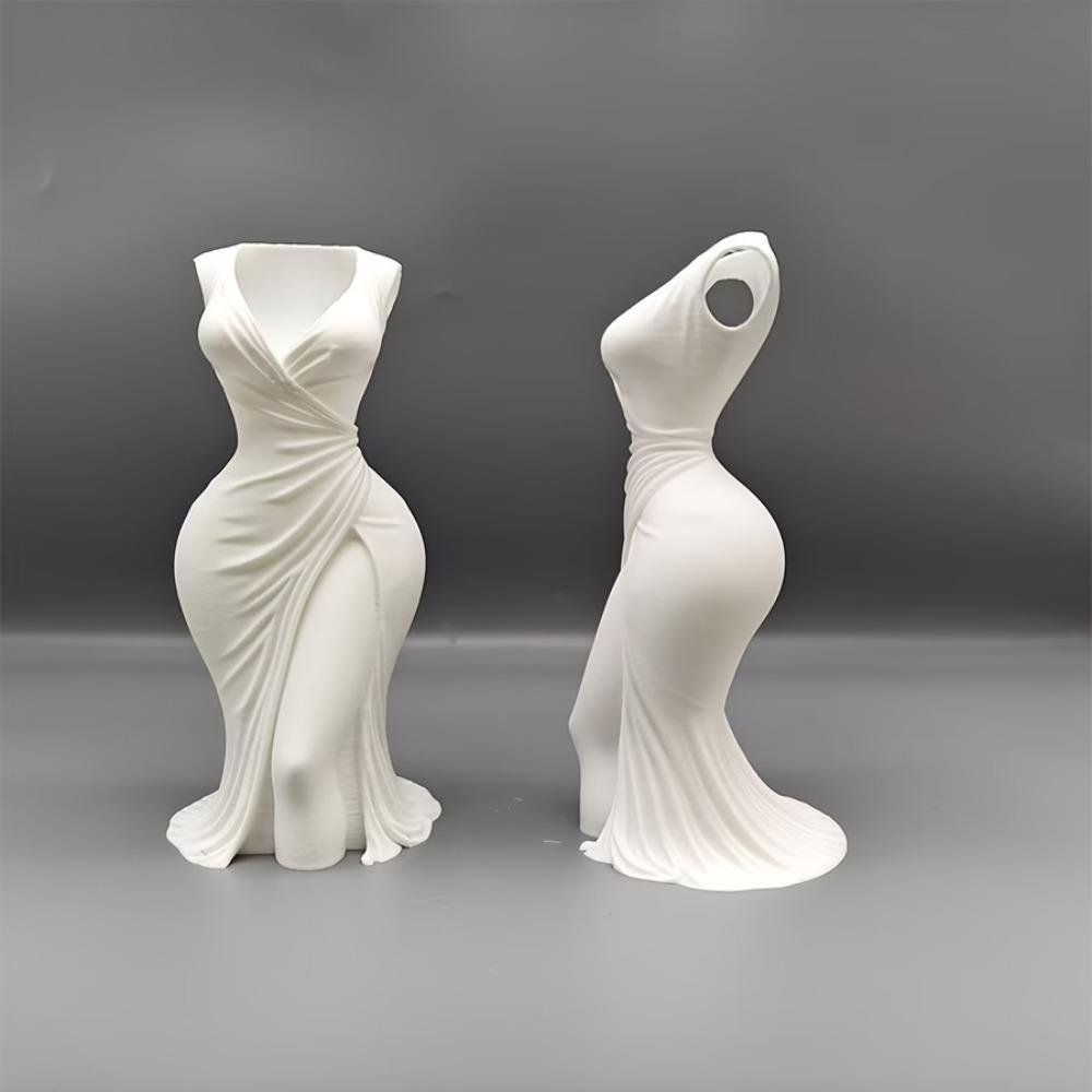 1 шт. 3D-печать элегантное платье ваза скульптура украшение практичное украшение для дома