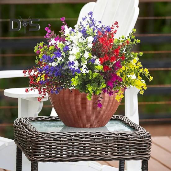 2 шт. искусственных цветов для улицы, реалистичные, устойчивые к ультрафиолетовому излучению, искусственные цветы с гибкими стеблями для подвешивания кашпо, крыльца, домашнего свадебного декора