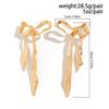 Ingemark Vintage Gold Color Bow Bowknot Long Tassel Drop Earrings for Women Classic Hanging Piercing Earrings Wed Jewelry Gift