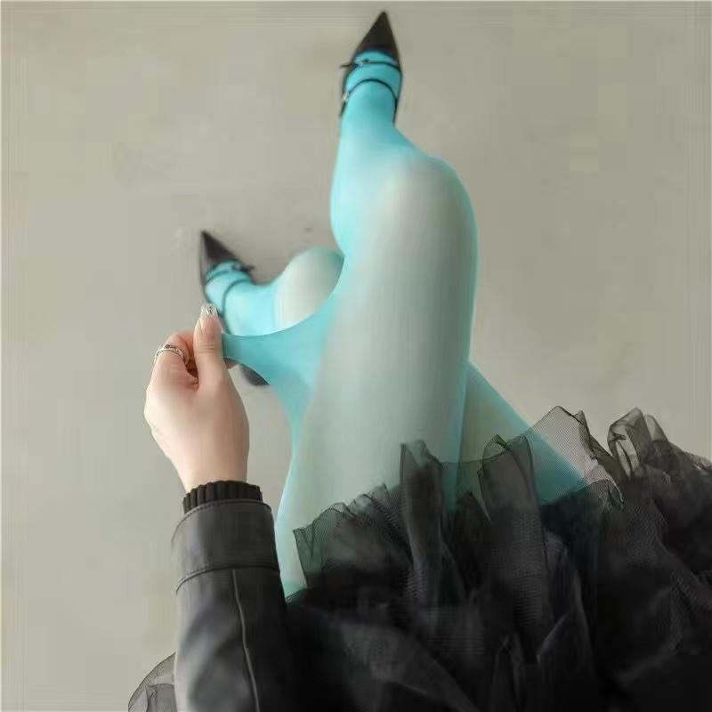 Сине-зеленые ультратонкие нейлоновые чулки до бедра колготки женские сексуальные женские колготки бархатные сексуальные чулки нижнее белье чулочные изделия колготки для тела