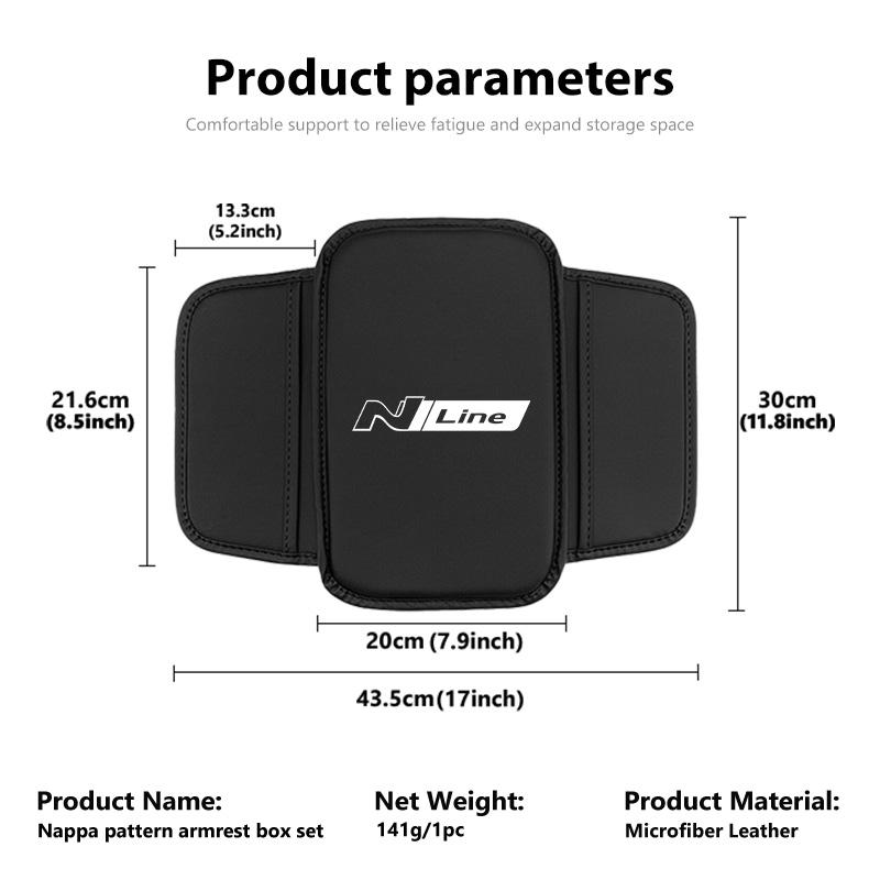 Car Armrest Side Storage Cover Leather Storage Box Mat For Hyundai N Line i20 i30 Sonata Tucson Azera Elantra Veloster Y5