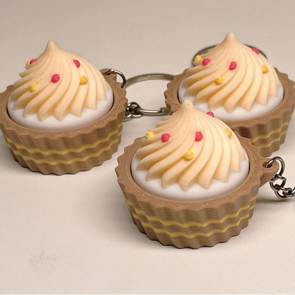 Simulated Dessert Clicker Keychain 3D Printed Cupcake Donut Key Chain Backpack Decor
