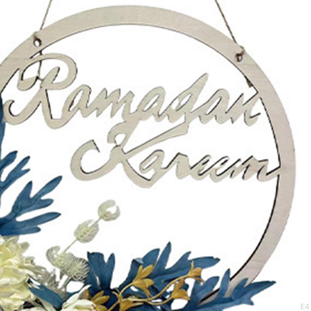 Ид Рамадан Мубарак Венок Искусственный AL Fitr 30 см Деревянный Подвесной Знак для Крыльца