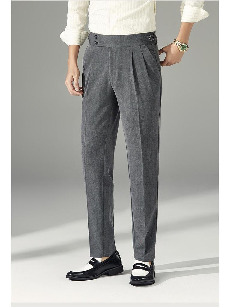 Мужские модные брюки-платья с регулируемой пряжкой «Париж», с высокой посадкой, не требующие глажки, прямого кроя