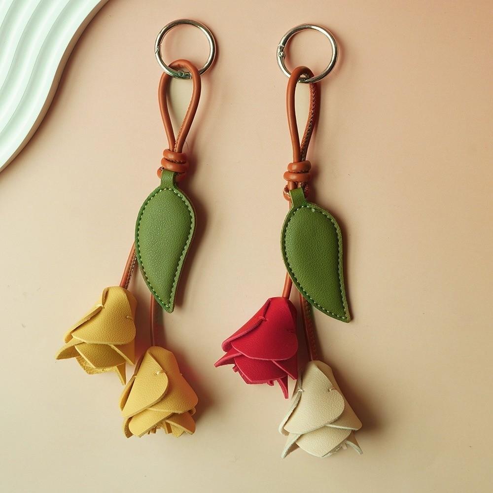 Leather Tulip Bag Pendant Colorful Bag Decoration Cute Bag Charm Car Keyring