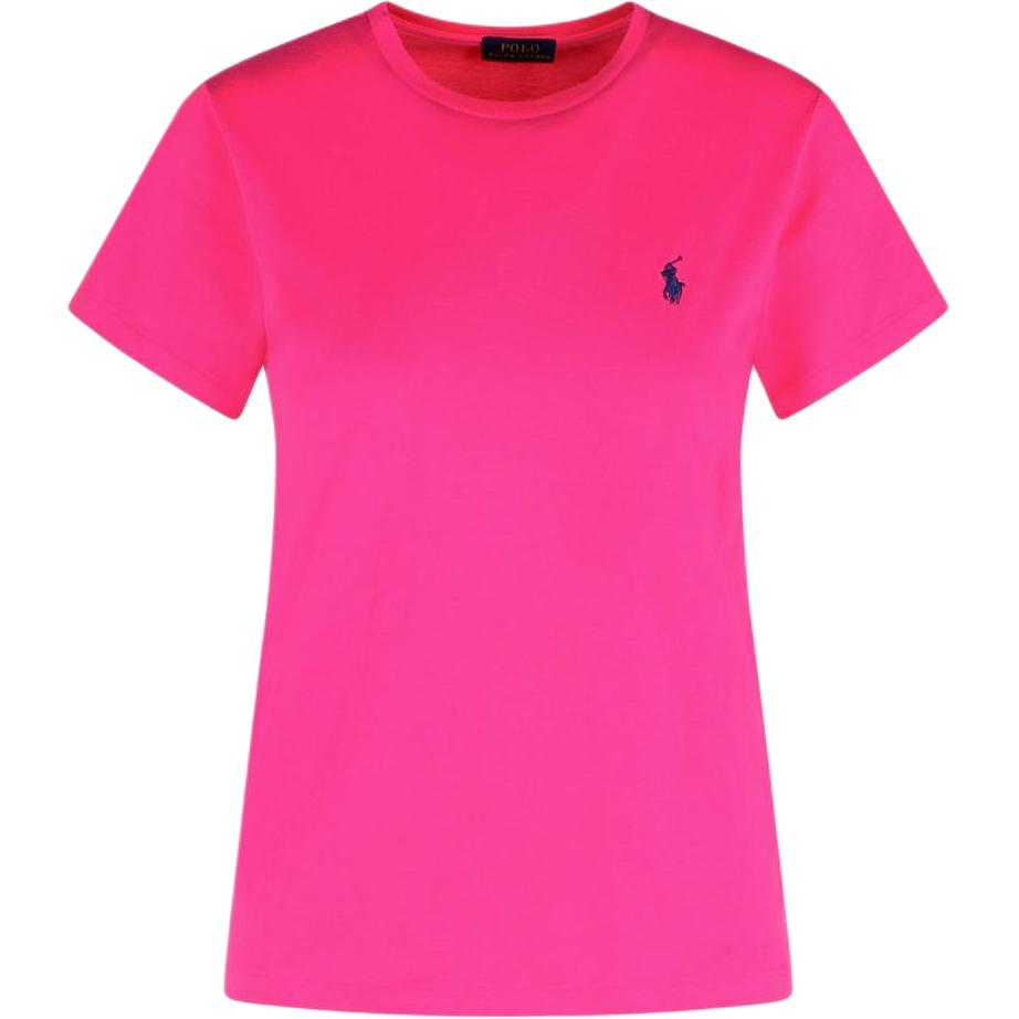 Женская футболка с коротким рукавом и круглым вырезом с логотипом Polo Ralph Lauren, цвет флуоресцентно-розовый 211898698-031