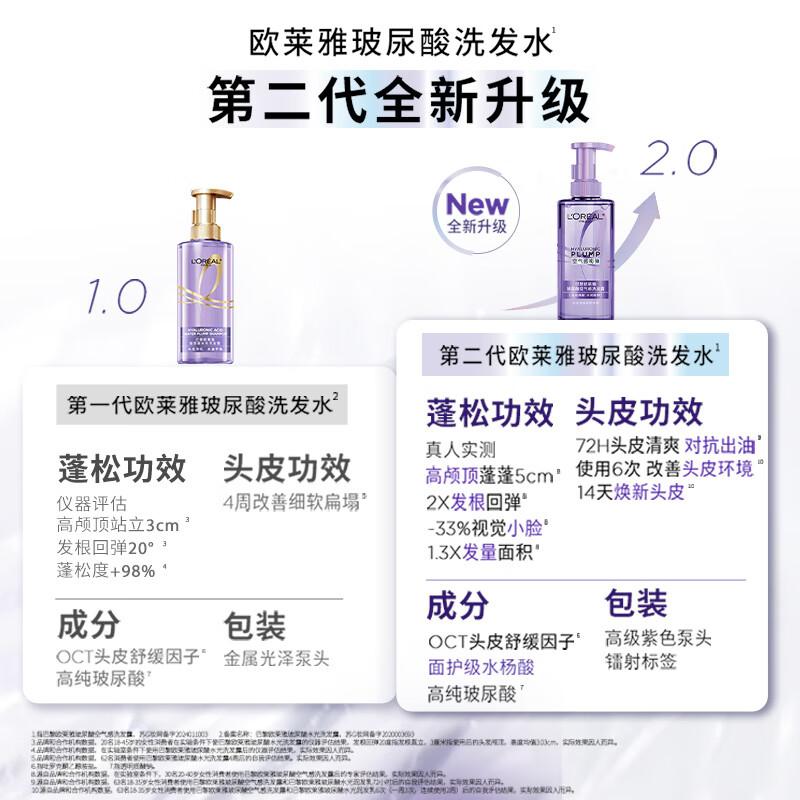 Loreal Paris sense purple bottle hair care moisturizing oil control LOreal Air Shampoo Massage Comb - Hyaluronic Acid Shampoo 440ml Shampoo Comb