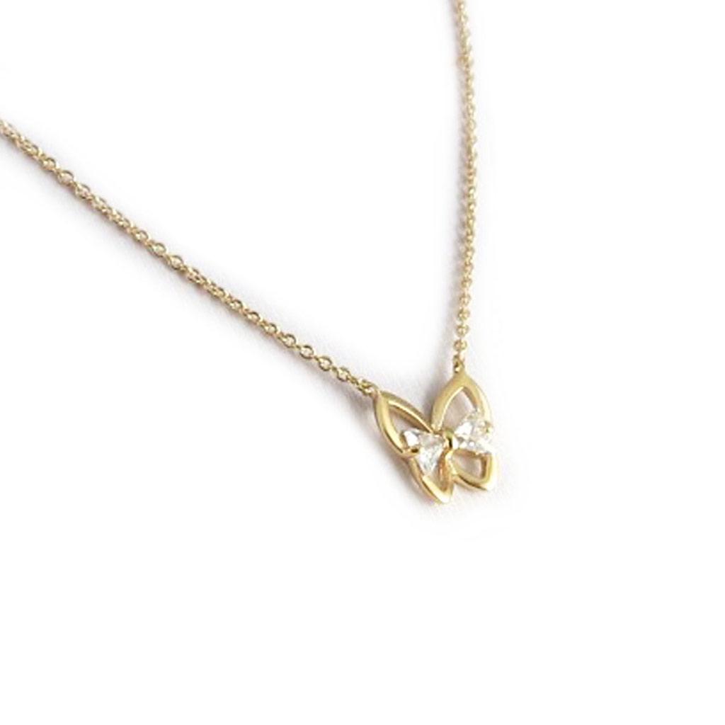 Les Trésors De Lily [K9127] - White 'Butterfly' Gold-Plated Necklace
