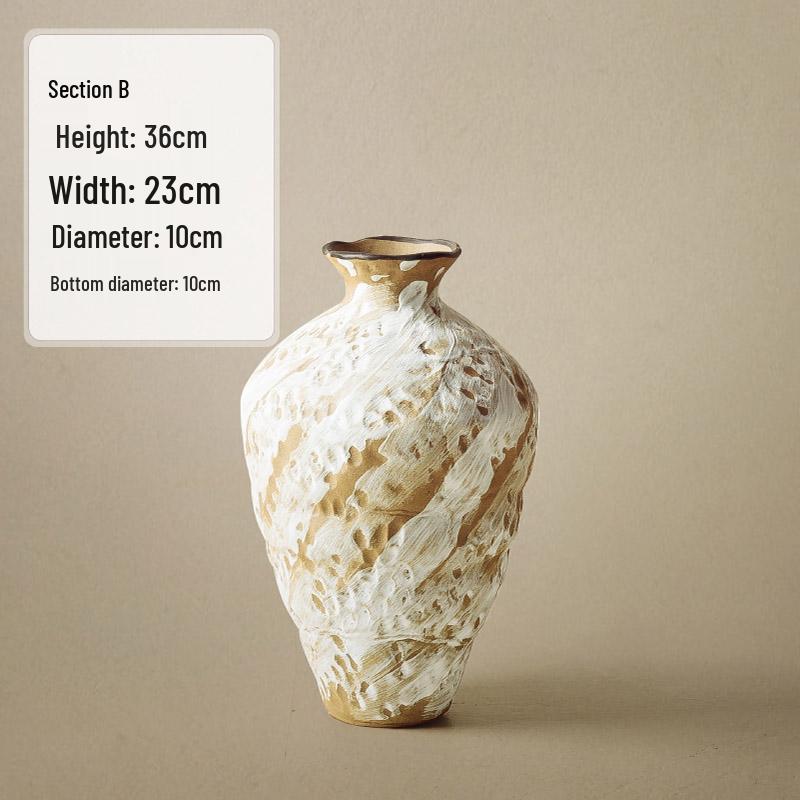 Керамическая ваза Jingdezhen в стиле Ваби-Саби для сухих цветов - Ретро-стиль для гостиной или обеденного стола