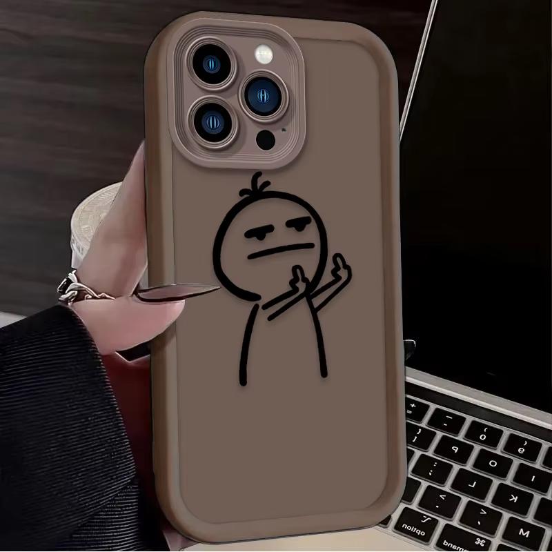 Мультяшный забавный жест презрения Чехол для телефона iPhone 16 15 14 13 12 11 Pro Max XS Max XR 7 8 Plus Ударопрочный силиконовый задний чехол