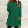 Autumn And Winter Women's Solid Color Round Collar Casual Loose Long Sleeve Pocket Plush Sweatshirt Women