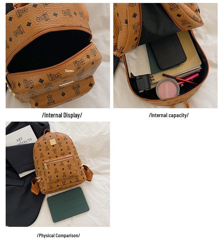 Рюкзак 2025 года с принтом ретро-плюшевого мишки - Женская школьная сумка большой вместимости