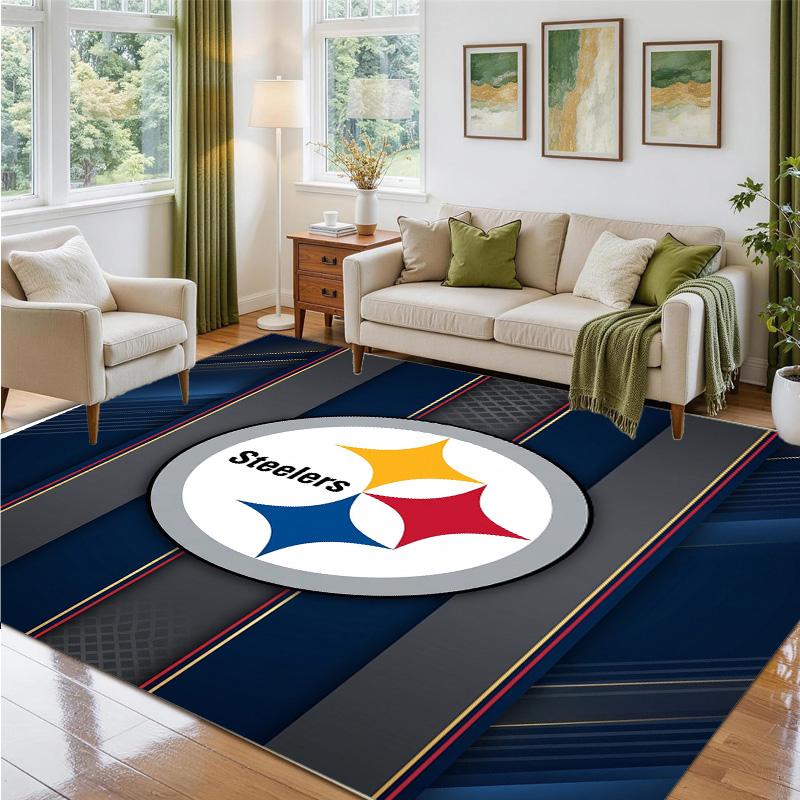 Pittsburgh Steelers Design Crystal Velvet Rug Soft Decorative Mat for Bedroom Entrance