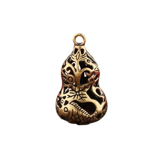 Gourd Figurine Hollow Pure Brass Out Vintage Metal Cute Gourd Figurine Key Ring Accessories Home Decor