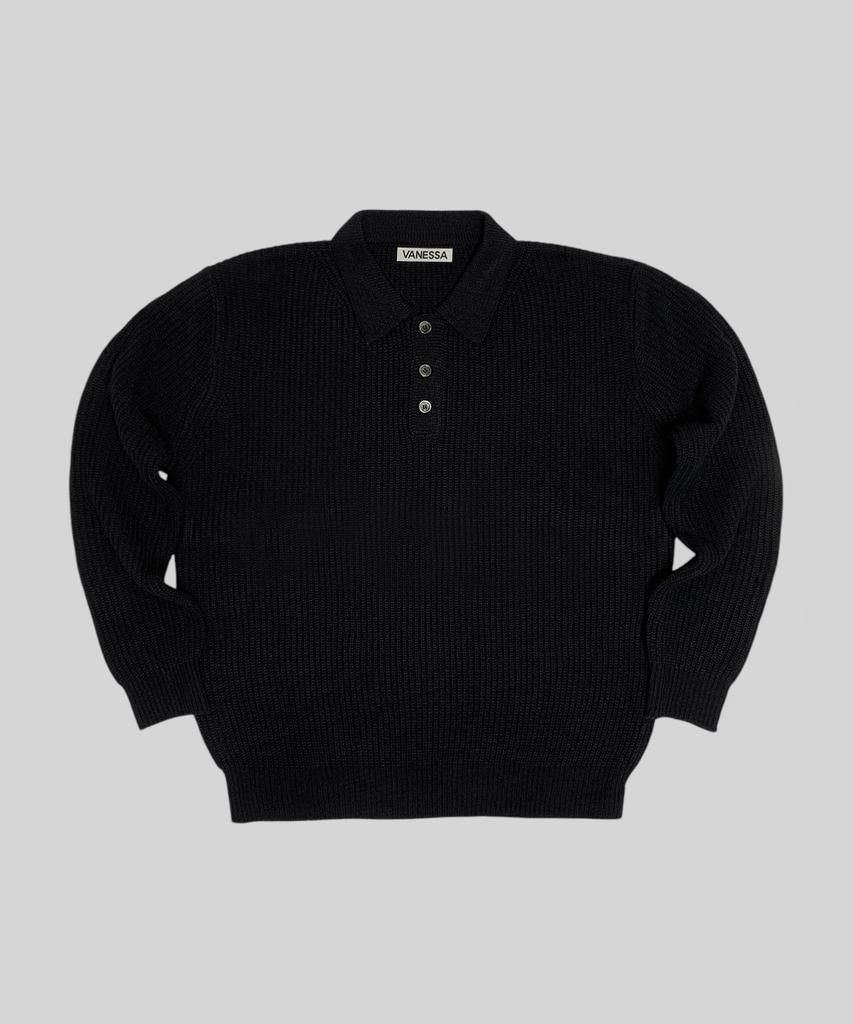 VANESSA Wool Touch Ap Collar Knit_Black