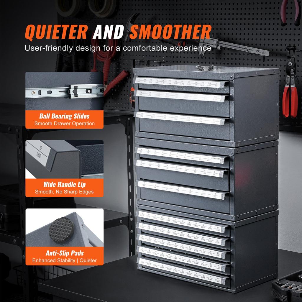 VEVOR Drill Bit Dispenser Cabinet, Five-Drawer Drill Bit Organizer Cabinet for #1 to #60 Steel Drill Dispenser Organizer Cabinet with Labels