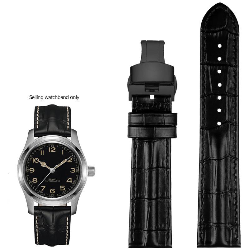 Ремешок для часов из натуральной кожи для Hamilton Khaki Field Jazz H70605731/H32705521 Мужской ремешок для часов из воловьей кожи Браслет 20 мм 22 мм