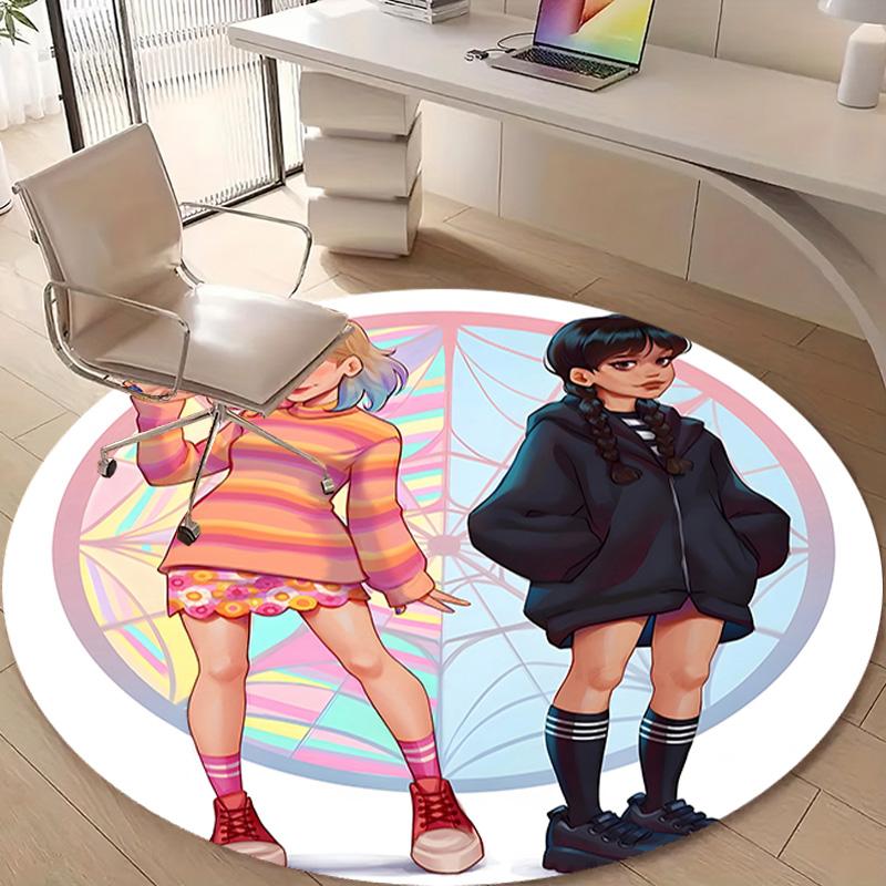1pc Addams Family Wednesday6 Design Printed Area Round Carpet for Bedroom Living Room Home Decor Rugs Mat Non Slip Mat Rug for Bedside