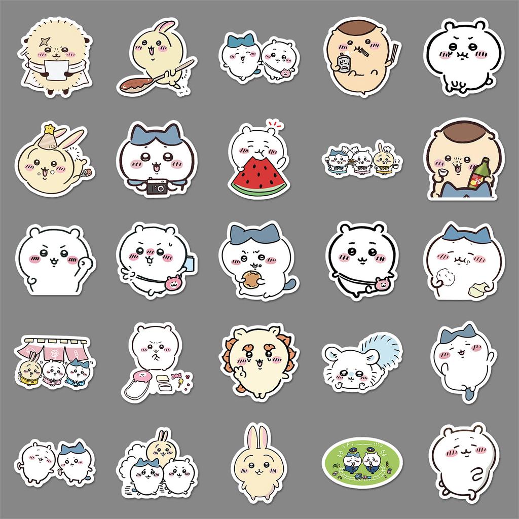 50pcs Chiikawa Cartoon Stickers Cute Expression Pack Jiyika Wow Decorative Water Cup Mobile Phone Small Mochi Stickers