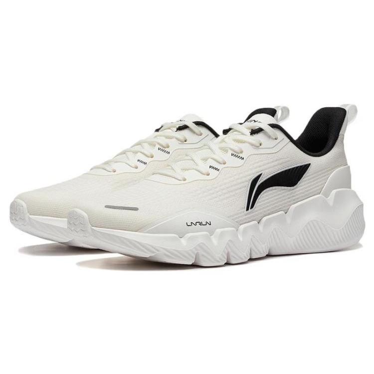 Li Ning Духовность Нескользящие Дышащие Амортизирующие Низкие Кроссовки для Бега Мужские Белый Черный ARST045-3