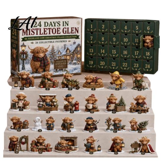 Halloween Home Decor 24 Days Advent Calendar 2026 Mini Highland Cow/Horse/Dog Figures Christmas Countdown Holiday Box Calendar 2D Acrylic