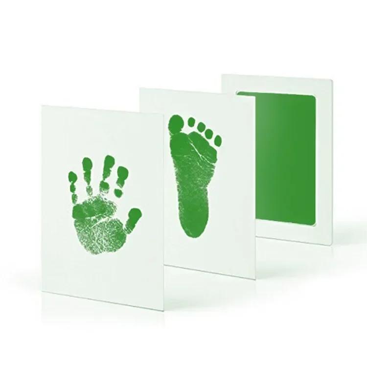 Baby DIY Hand Footprint Ink Pad Kit Wash Free Safe Ink Newborn Handprints Baby Growing Memory Gift Toddler Photo Frame Souvenir
