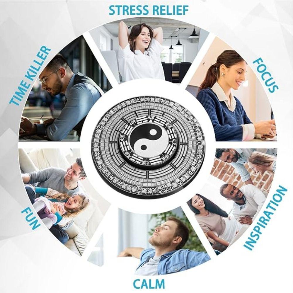 Алюминиевый цинковый цинковый сплав Тайцзи Гироскоп на кончике пальца Багуа Узор Зодиак Вращающиеся игрушки Расслабляющая игрушка Офис