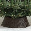 Rustic Christmas Tree Collar 28Inch Woven Wicker Tree Base Stand Cover For Artificial Holiday Decoration Ring Skirt Basket For Tree, Natural & Stable