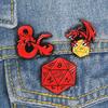 Creative D20 Dragon Dungeon Brooch Pin for Denim Clothing