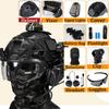 Tactical Airsoft Adjustable Protective Helmet Set with Earphone Goggles Light Battery Bag for Outdoor Hunting Paintball Shooting