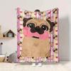 1pc Pug, Heart Blanket Warm, Cozy, And Soft, Suitable for Sofas, Beds, Cars, And Office Use.Perfect for Camping And Travel, Making It a Great Gift for