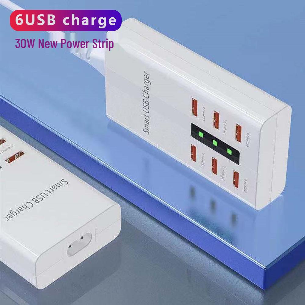 30-ваттное USB-зарядное устройство с 6 портами для мобильных телефонов и планшетов