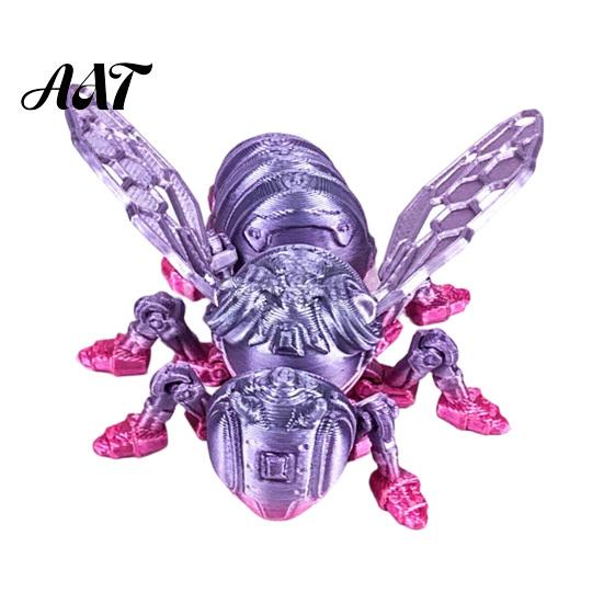 Movable Jointed Fantasy Creature 3D Printed Articulated Bee Fidget Toy, Flexible Joint Figurine with Keychain, Creative Desktop Gift for