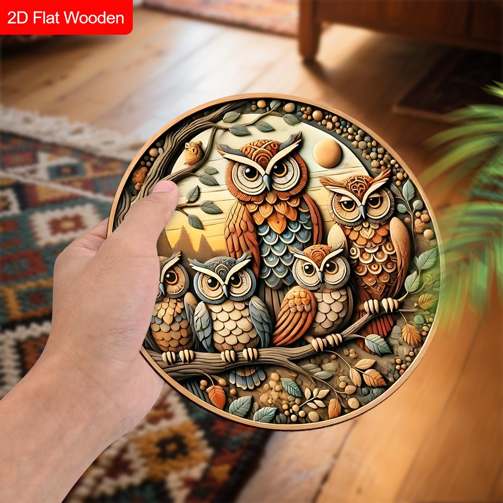 4 Different Styles of Wooden Sign with Owls Pattern, Unique Decorative Plaques for Front Door, Wall Hanging Decor, Ideal Gift for Friend & Family