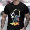Summer Men's Oversized Clothing Hip Hop Melting Headset Graphic Casual Streetwear Funny Printed Tops Cool T-shirt